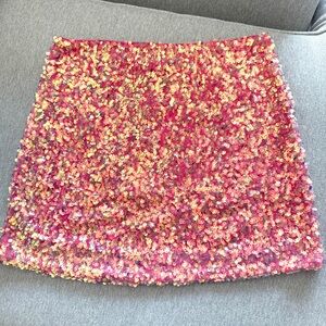 NWT Endless Rose Pink and Gold Sequin Mini Skirt Size M